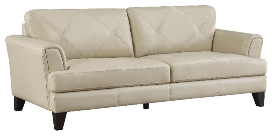 Lexicon Thierry 19 quotModern Plywood and Leather Sofa in Cream Finish   Contemporary   Sofas   by Homesquare  Houzz