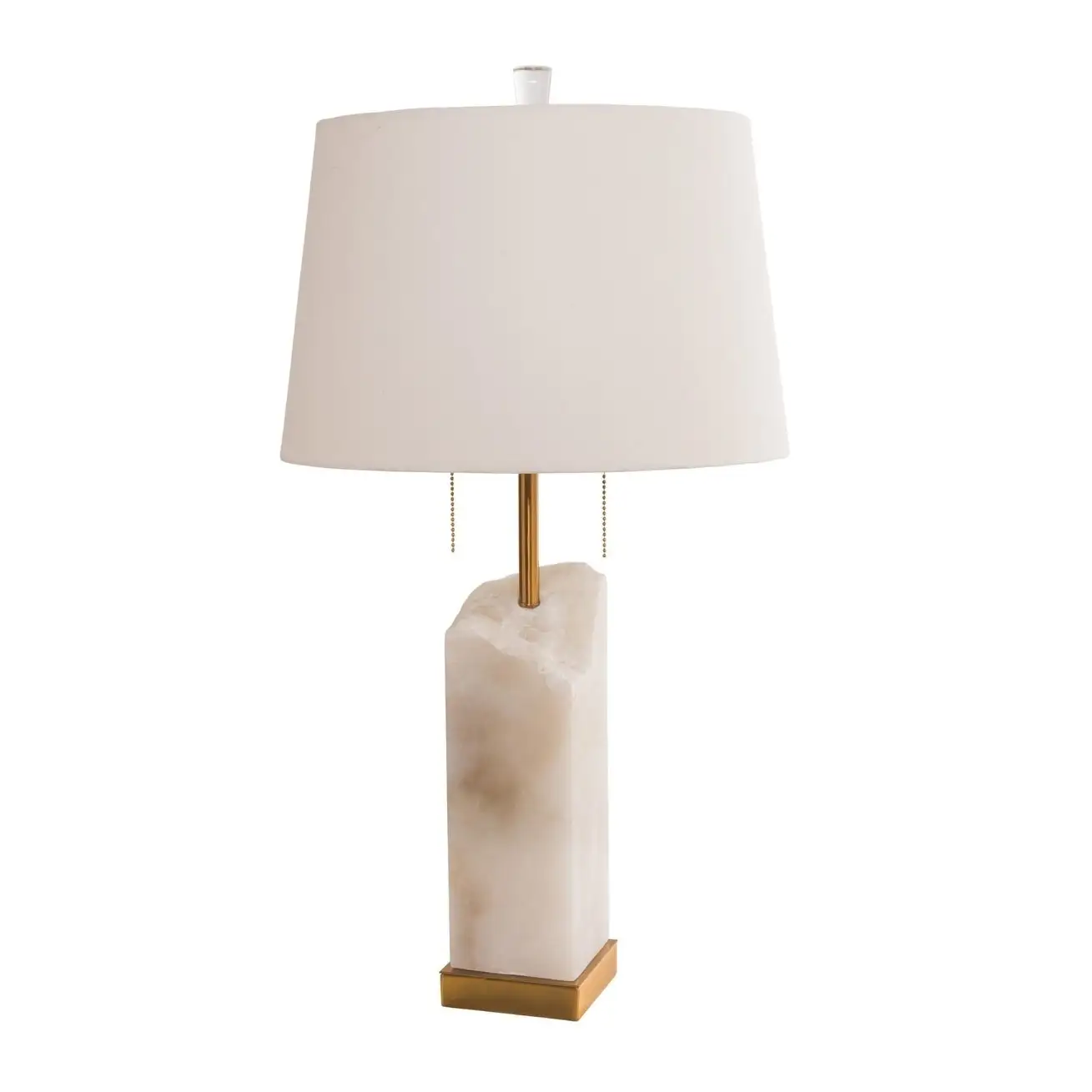 White Marble Base Table Lamp with Gold Metal Frame