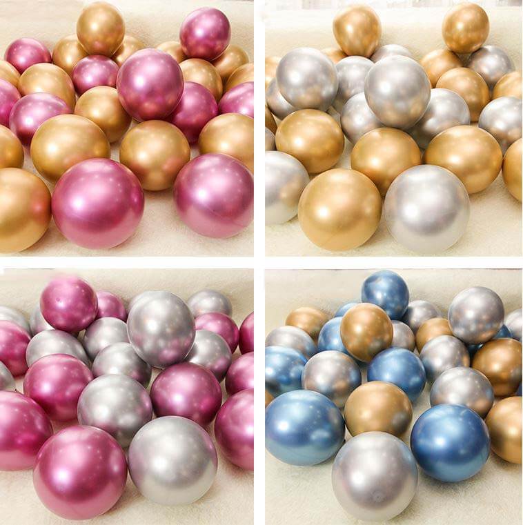 25 Pack Metallic Chrome Gold Latex Helium or Air Party Balloons 12