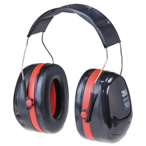 3M PELTOR OPTIME 105 High Performance Ear Muffs H10A， 30 dB NRR， Black/Red