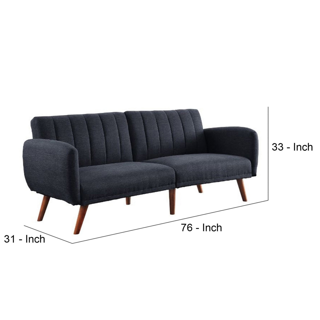 Adjustable Sofa with Channel Stitching and Angled Legs, Gray- Saltoro Sherpi