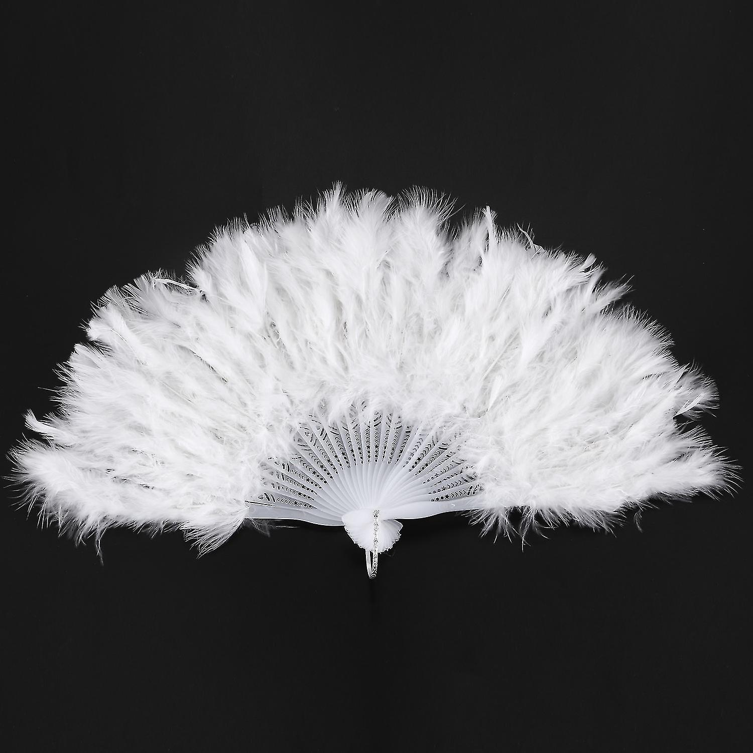 Ladies Feather Fan 1920s Burlesque Costume Accessory - White