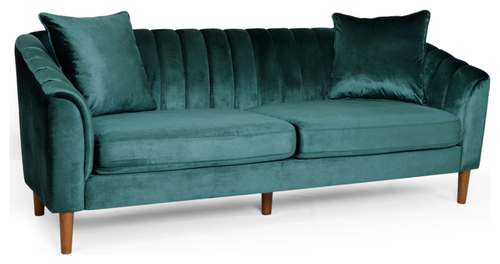 Susan Contemporary Velvet 3 Seater Sofa   Midcentury   Sofas   by GDFStudio  Houzz