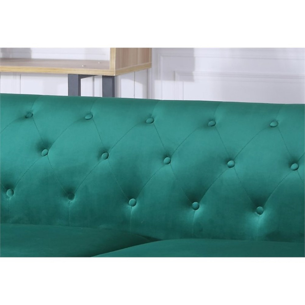 Home Square 2 Piece Furniture Set with Velvet Sofa and Chair in Green   Living Room Furniture Sets   by Homesquare  Houzz