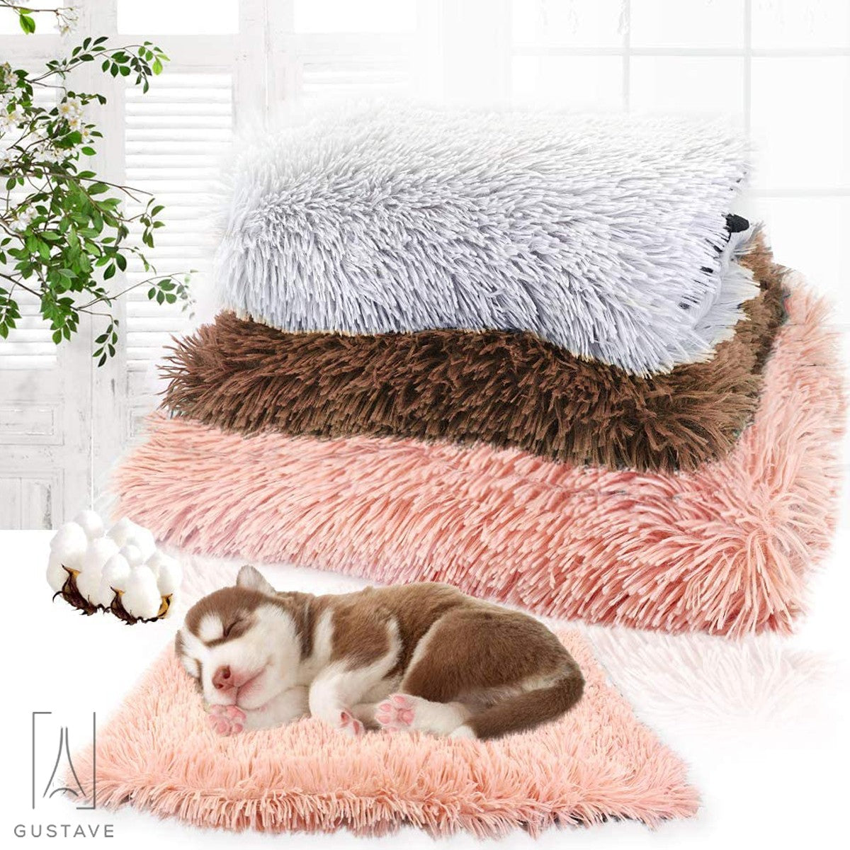 Gustave Long Plush Pet Blankets Dog Cat Sleeping Mat， Puppy Winter Warm Soft Thin Covers for Small Medium Large Dogs Mattress 