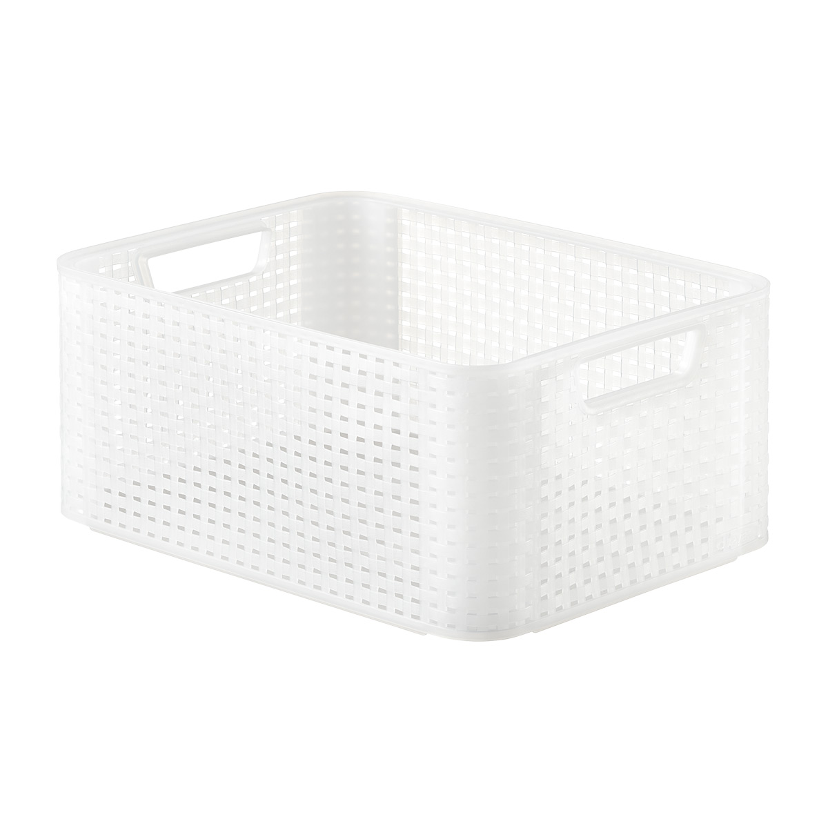 Curver White Basketweave Storage Bin with Handles