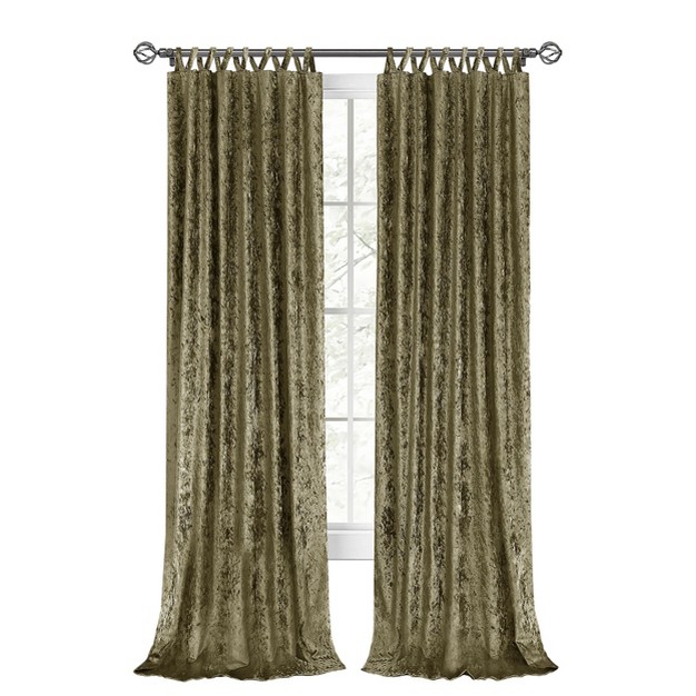 Kate Aurora Park Avenue 2 Piece Criss cross Tab Top Velvet Window Curtain Panels