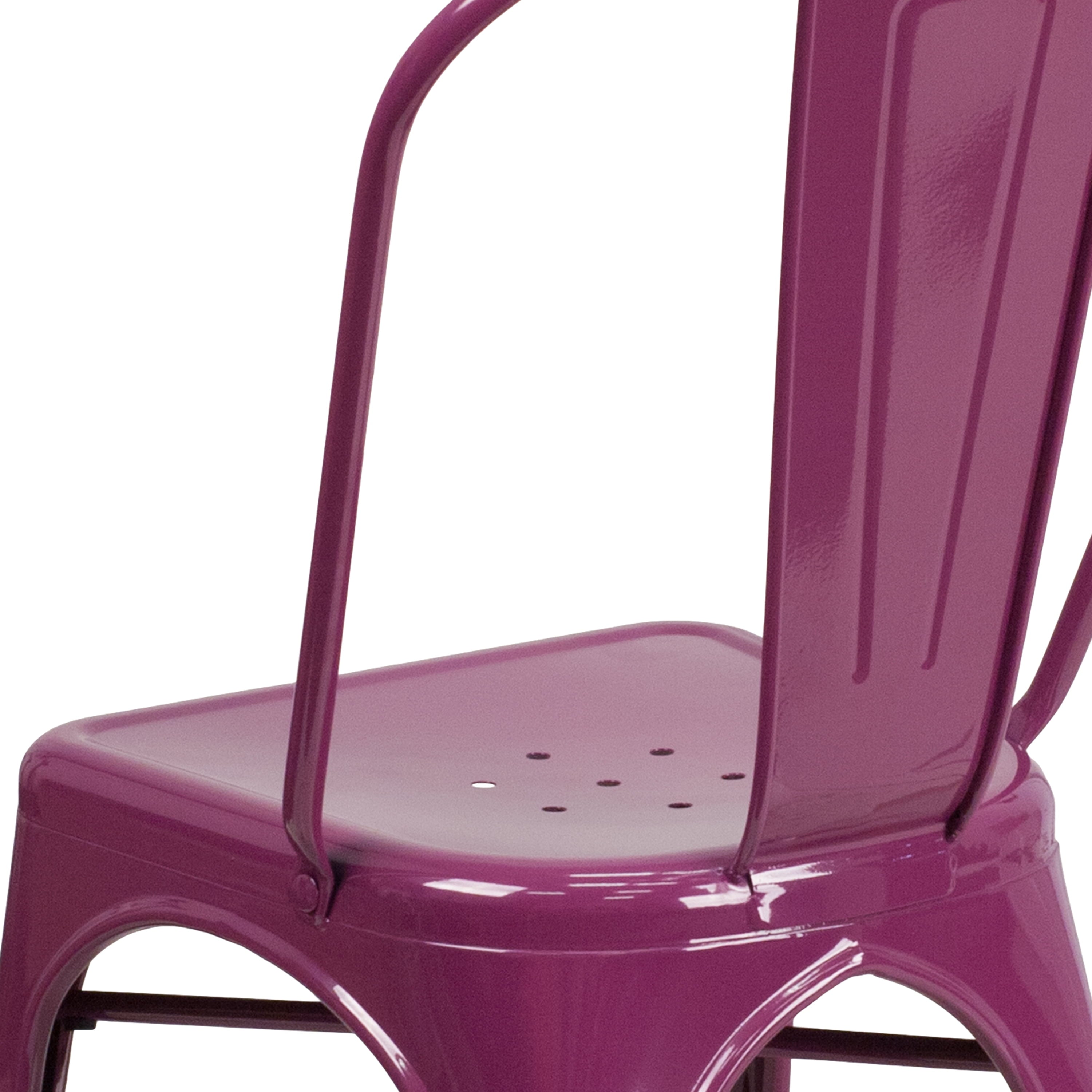 Flash Furniture Commercial Grade Purple Metal Indoor-Outdoor Stackable Chair