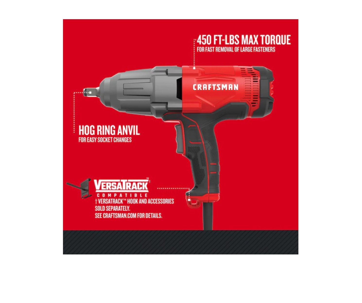 CRAFTSMAN CMEF901 7.5 Amps Variable Speed 1/2-in Drive Corded Impact Wrench (Tool Only)