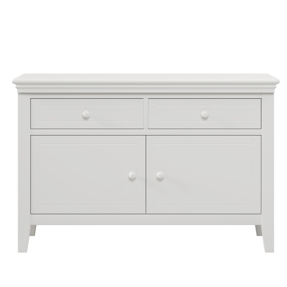 Concise Style White Solid Wood 2 Drawer 1 Cabinet Dresser with Ample Storage Space  Multiple Functions Features  for Bedroom