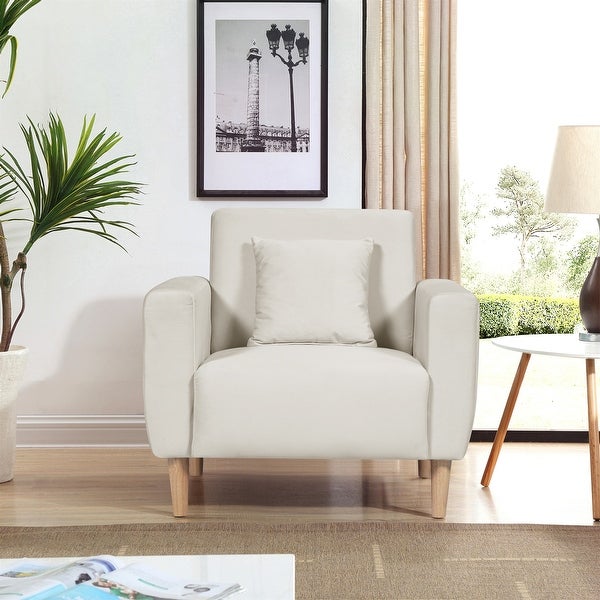 Linen Square Arm Accent Chair with Pillow