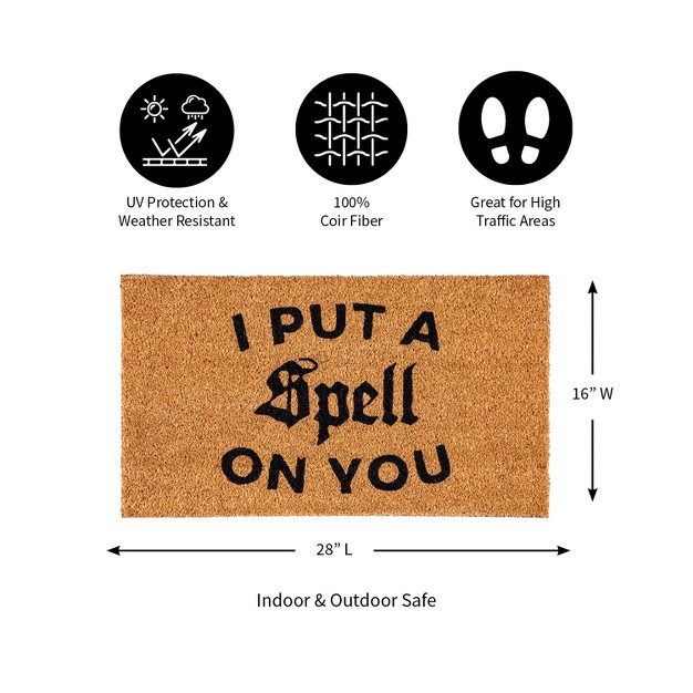 Evergreen 16 X 28 Halloween Greeting Coir Mat I Put A Spell On You For Indoor And Outdoor Decor