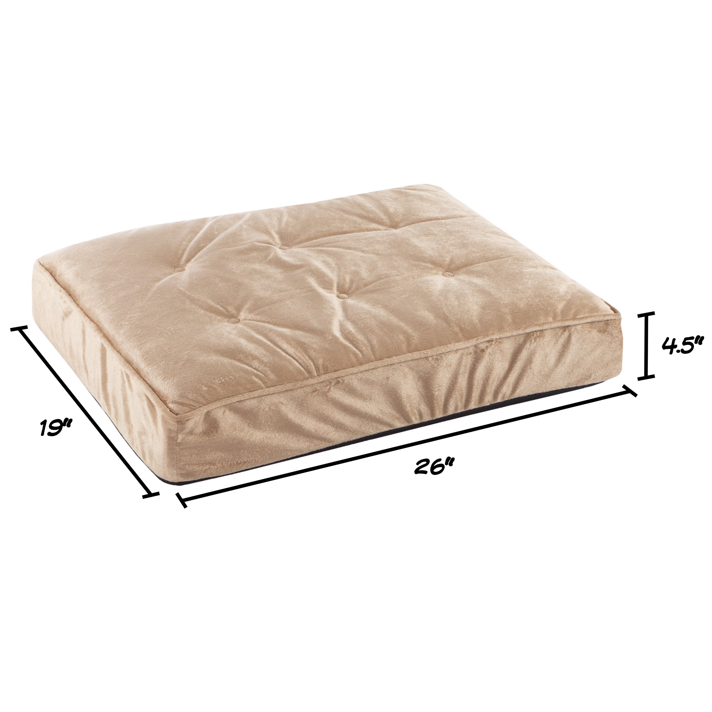 Dog Bed with Removable Cover – 26x19 Pet Bed - 4.5-Inch Egg Crate Style Memory Foam Orthopedic Dog Bed and Non-Slip Crate Bed by PETMAKER (Tan)