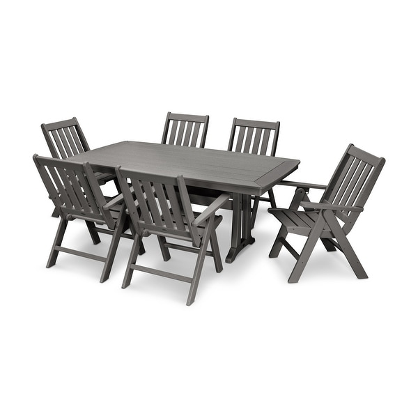 POLYWOOD Vineyard 7Piece Nautical Trestle Folding Dining Set