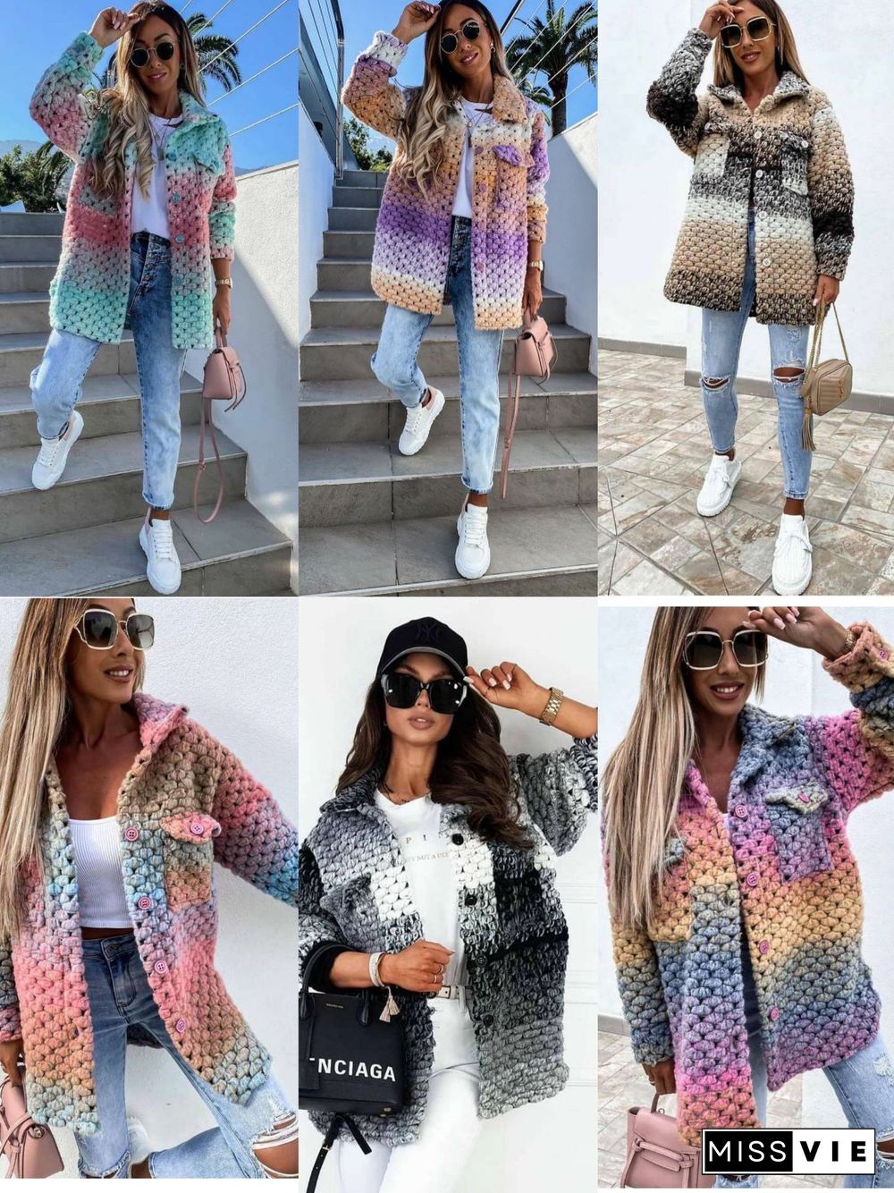 Autumn And Winter Women's New Fashion Print Ladies Woolen Coat Women Winter Coats Tweed Jacket Woman Coat