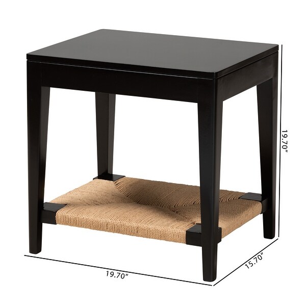 Freya Modern Bohemian Black Finished Bayur Wood End Table