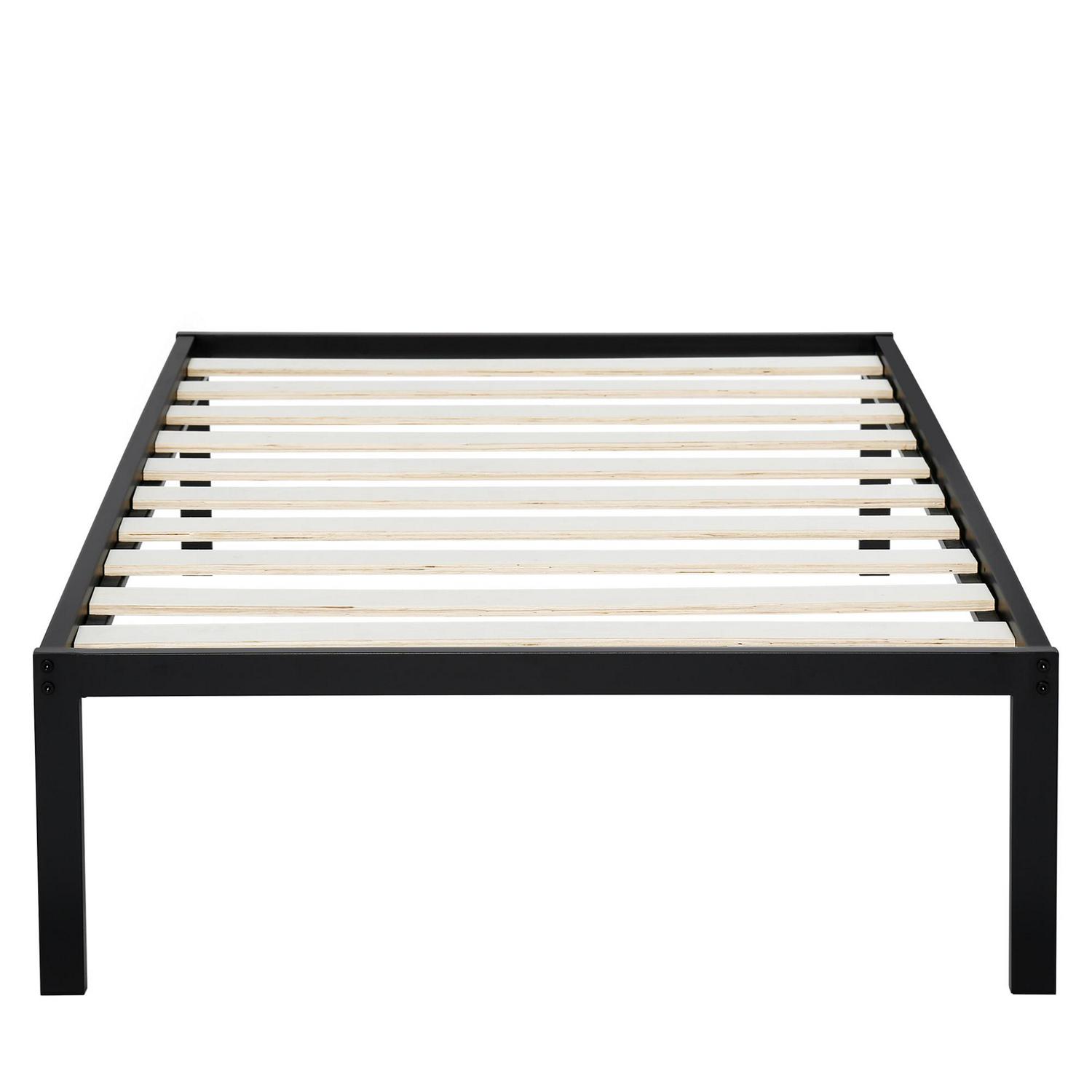 GrandRest 14and#8221; Platform Metal Bed with Wood Slats， Twin