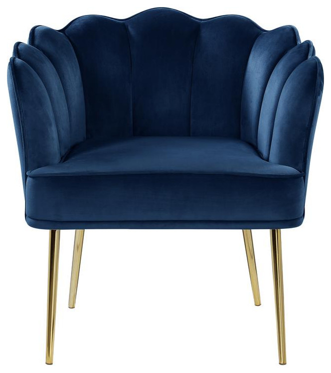 Jackie Navy Velvet Accent Chair With Gold Legs   Midcentury   Armchairs And Accent Chairs   by Homesquare  Houzz