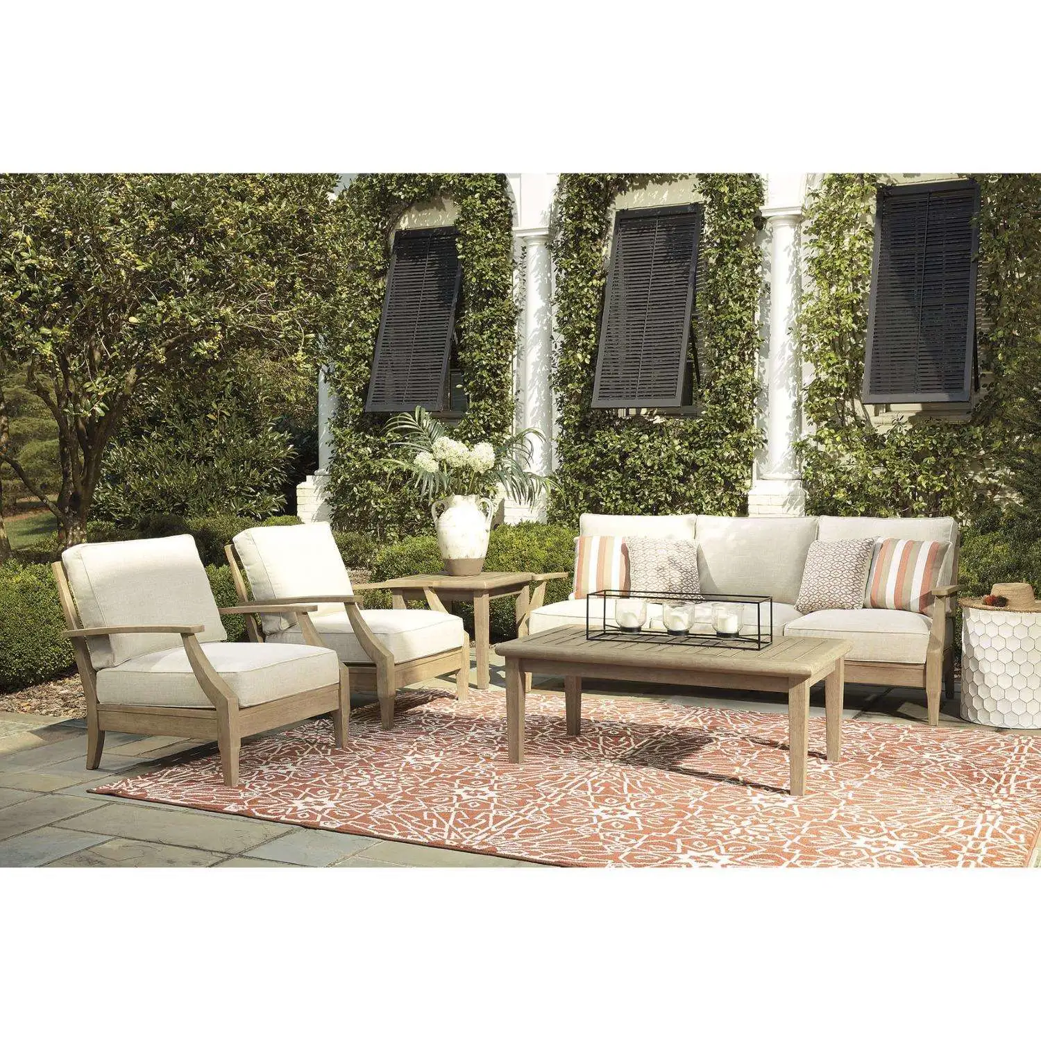 Signature Design by Ashley Clare View 5 pc Brown Wood Patio Set Beige