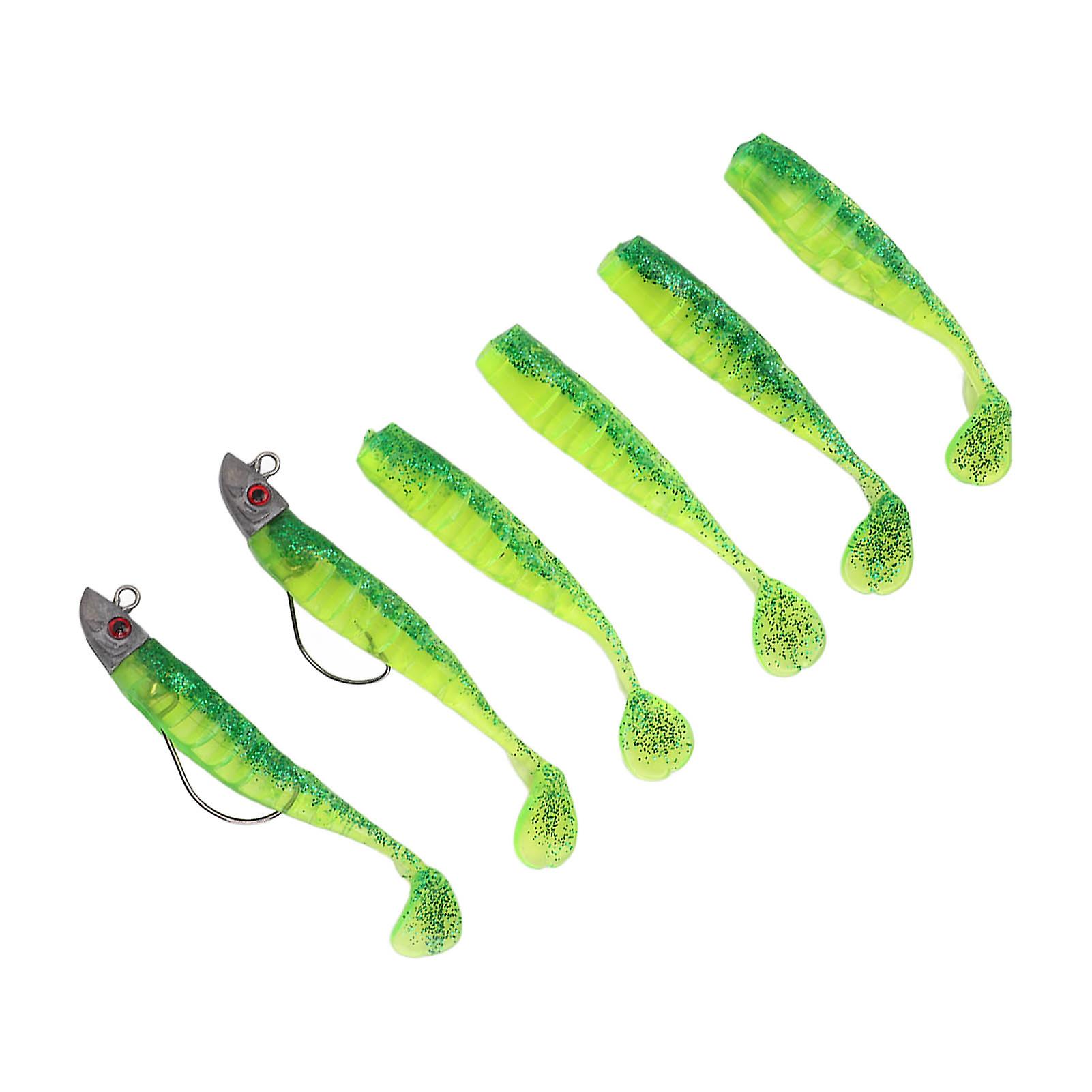 6pcs Fishing Bait Soft Premium Durable Silicone Eco Friendly 3d Eyes Lifelike Motion Fishing Luresoil Green