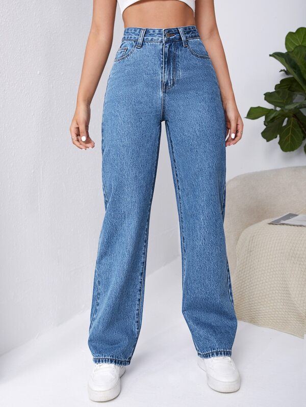 Frenchy High Waist Slant Pocket Boyfriend Jeans