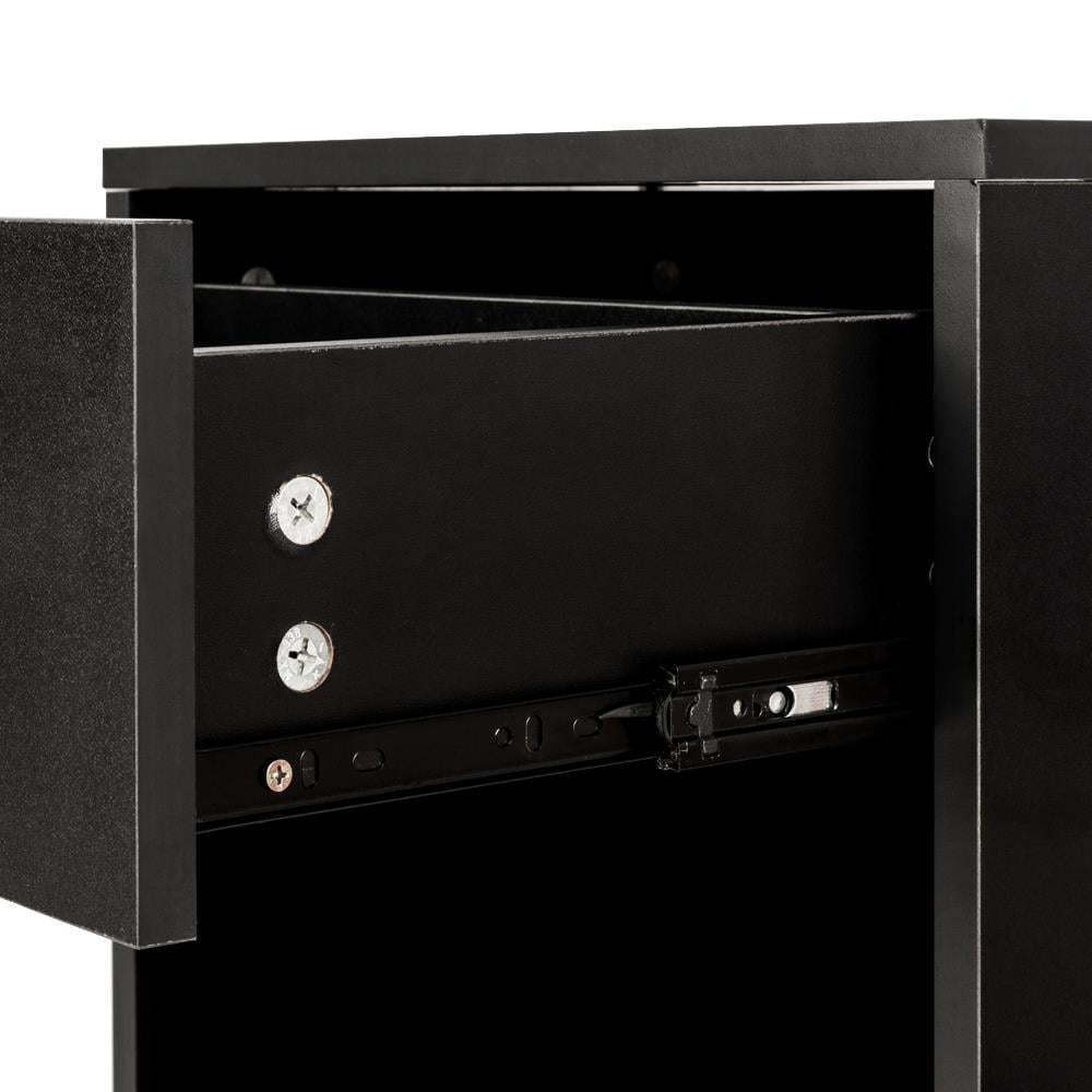 Set of 2 Nightstand End Beside Table 1 Drawer Storage Organizer Room Furniture; Black