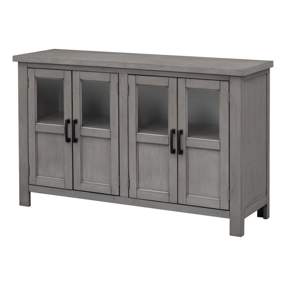 Featured Four door Storage Cabinet with Adjustable Shelf and Metal Handles