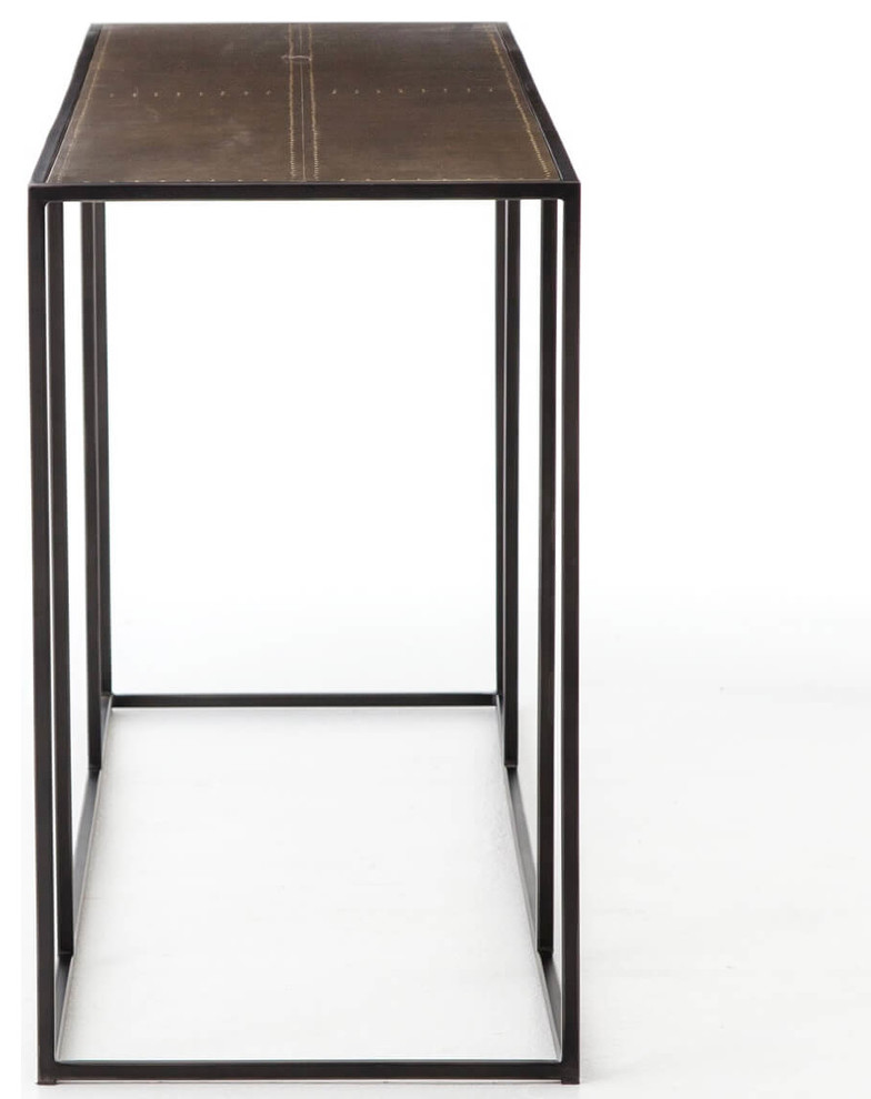 Phillip Antiqued Copper Clad Industrial Console Table 70 quot  Industrial   Console Tables   by Zin Home  Houzz