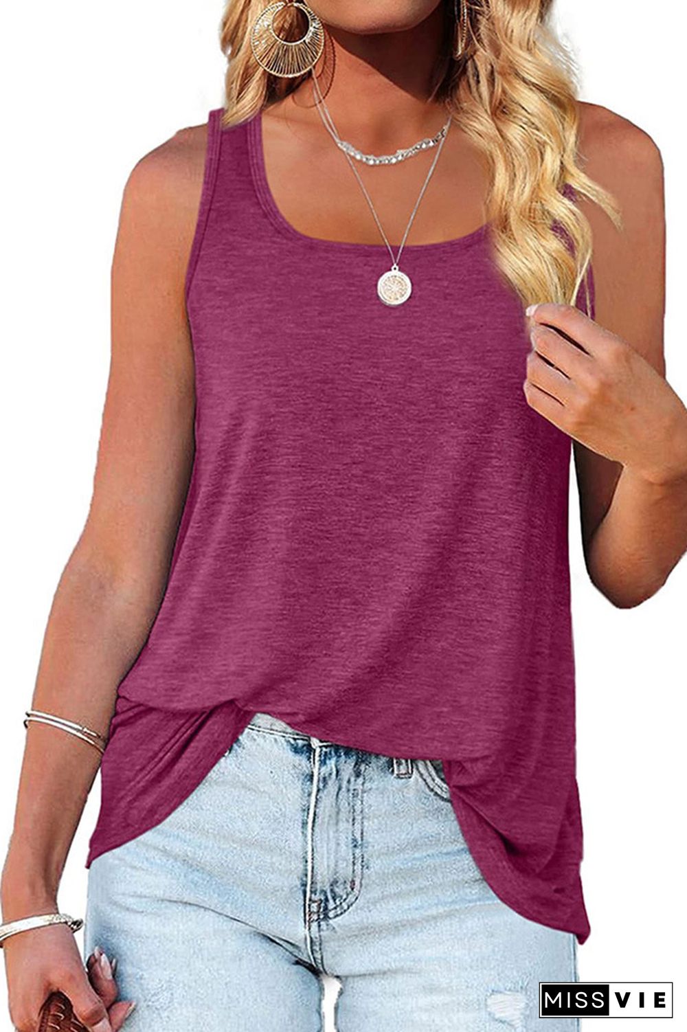 Plain Square Neck Jersey Tank Top