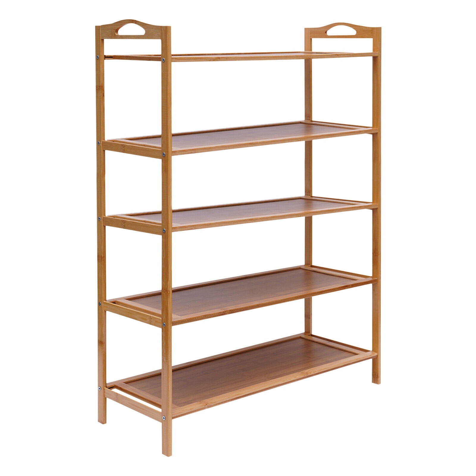 Miumaeov 5 Tier Shoe Rack Bamboo MDF Entryway Shoe Shelf Cabinet Shoe Storage Organizer