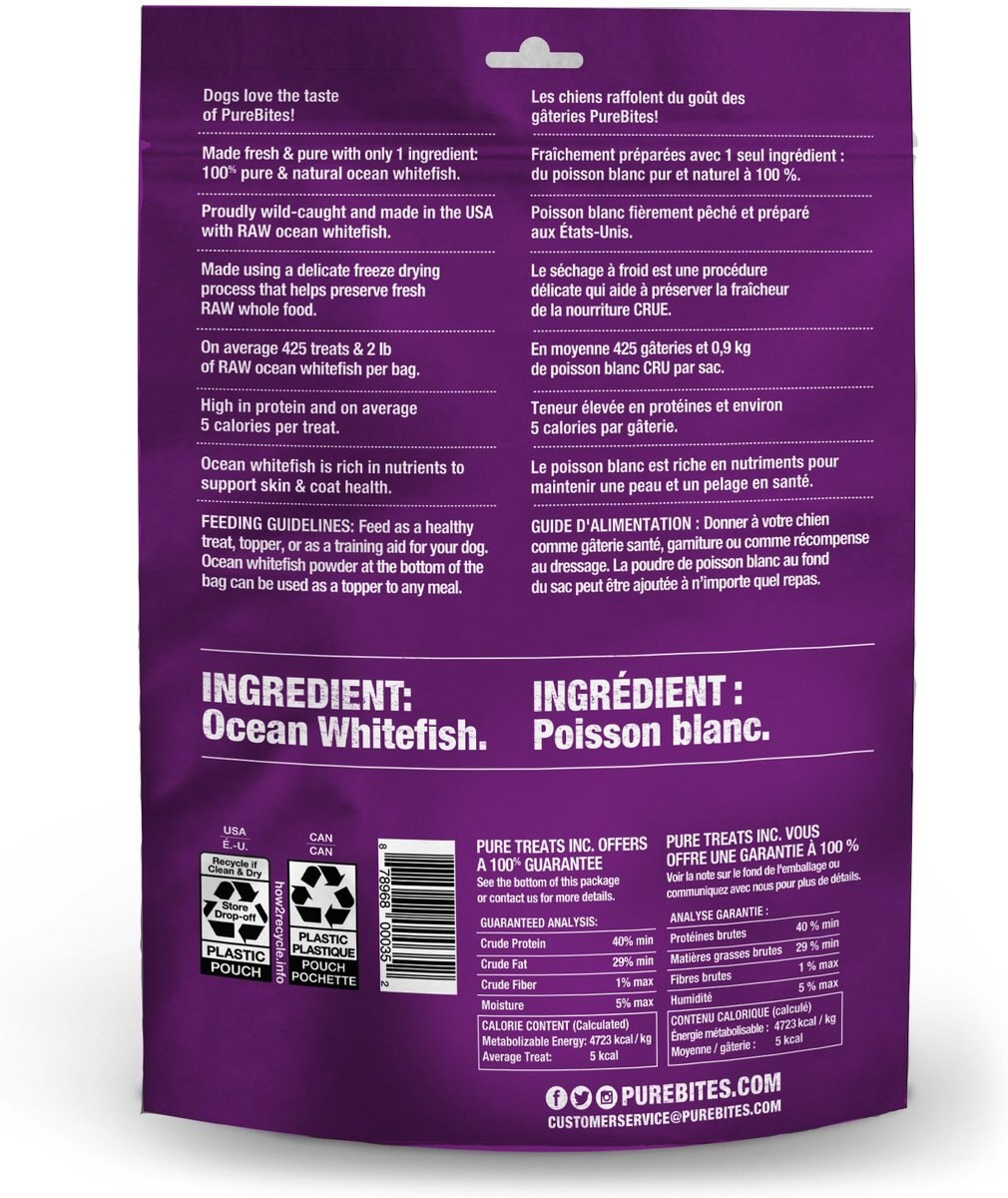 PureBites Ocean Whitefish Freeze-Dried Raw Dog Treats