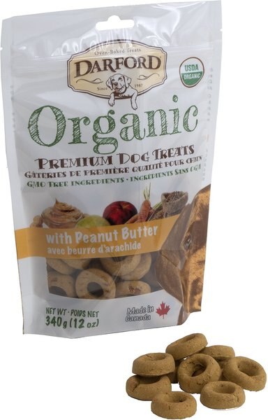 Darford Organic Premium Peanut Butter Dog Treats， 12-oz bag