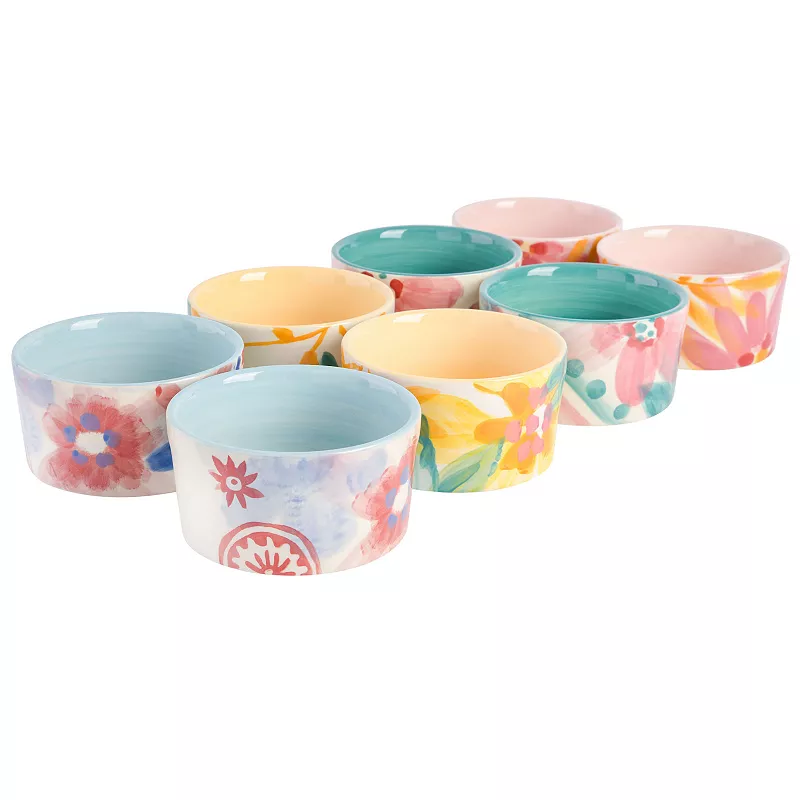 Spice By Tia Mowry Goji Blossom 8 Piece 6.5 oz Ramekins Set in Assorted Designs