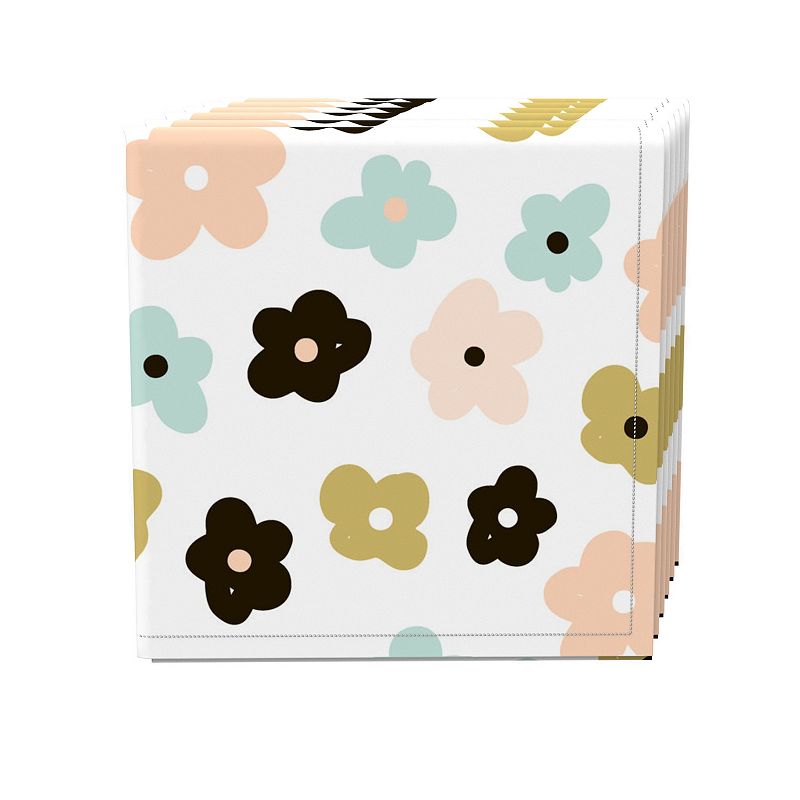 Napkin Set of 4， 100% Cotton， 20x20， Cartoon Flowers