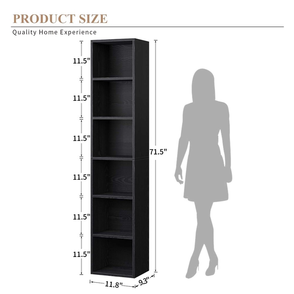 Tall Narrow Bookshelf  6 Tier Cube Display Rack