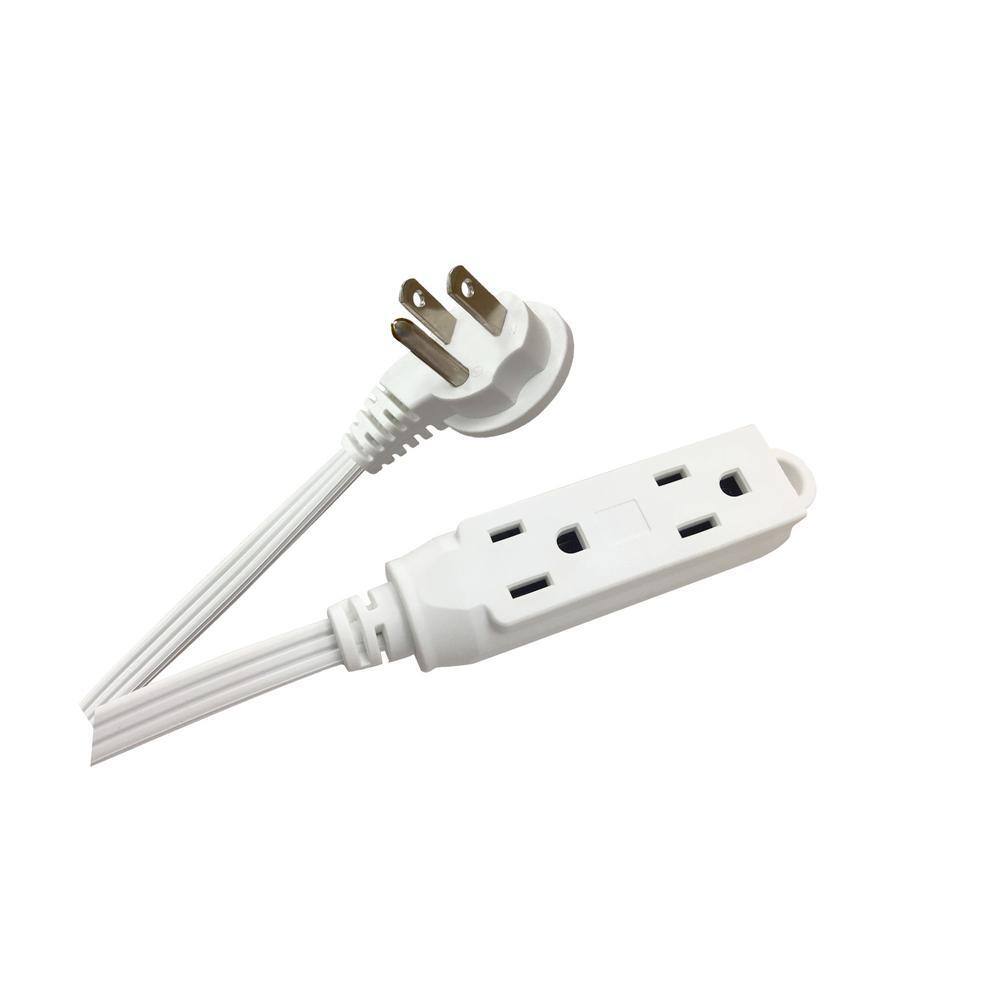 HDX 15 ft. 163 Light Duty Indoor Tight Space White Extension Cord with Banana Tap 20T-00555