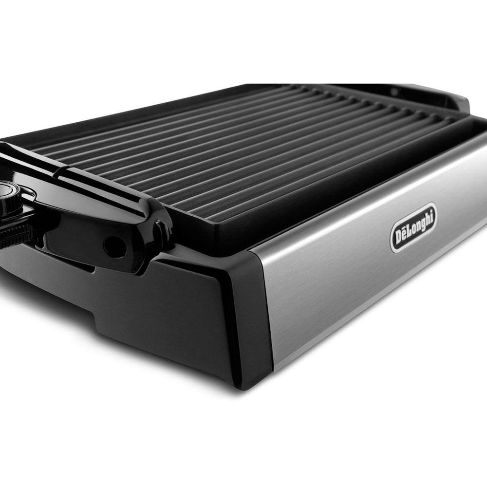 DeLonghi 2-in-1 Reversible 140 sq. in. Stainless Steel Indoor Grill with Non-Stick Surface BGR50