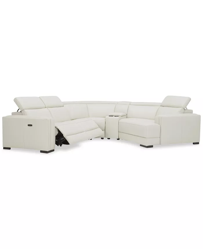 Furniture Jenneth 5-Pc. Leather Sofa with 2 Power Motion Recliners and Cuddler