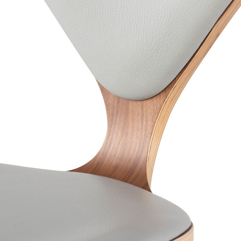 Satine Dining Chair With Leather Upholstered Seat and Back   Midcentury   Dining Chairs   by Advanced Interior Designs  Houzz