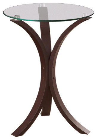 Benzara BM160136 Contemporary Glass Top Metal Accent Table  Brown  ampClear   Transitional   Side Tables And End Tables   by BuyDBest  Houzz