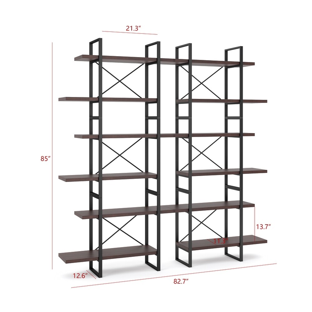 Davee 6 Tier Dark Walnut Color Room Divider Bookcase   85\