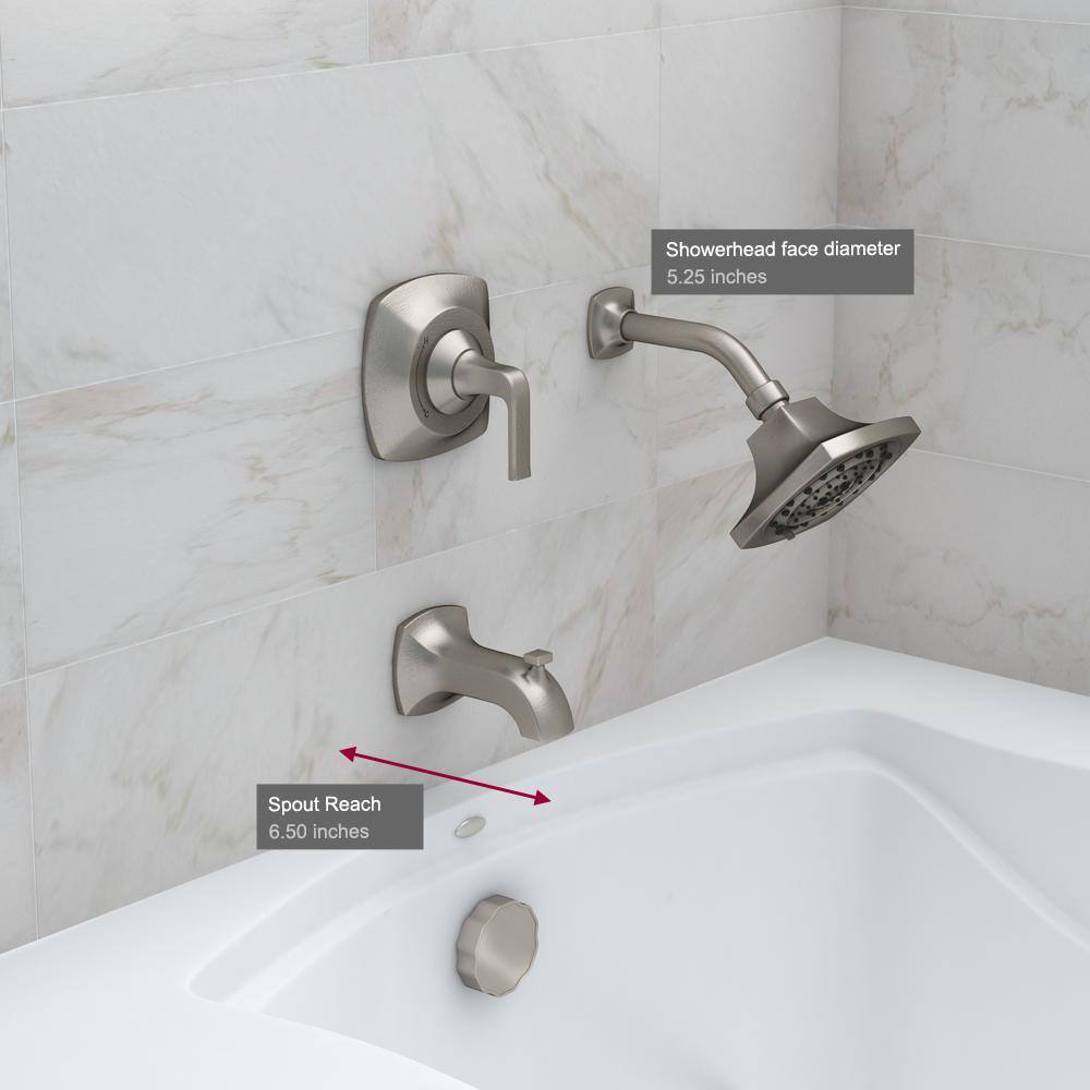 KOHLER Rubicon Single-Handle 3-Spray Wall-Mount Tub and Shower Faucet in Brushed Nickel (Valve Included) R76217-4E-BN