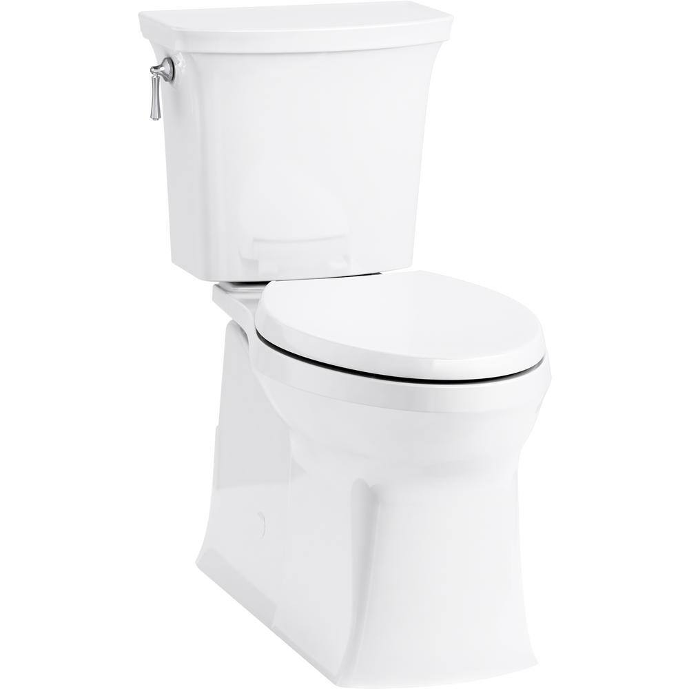 KOHLER Corbelle Comfort Height 2-Piece 1.28 GPF Single Flush Elongated Toilet with Continuous Clean in White 5709-0