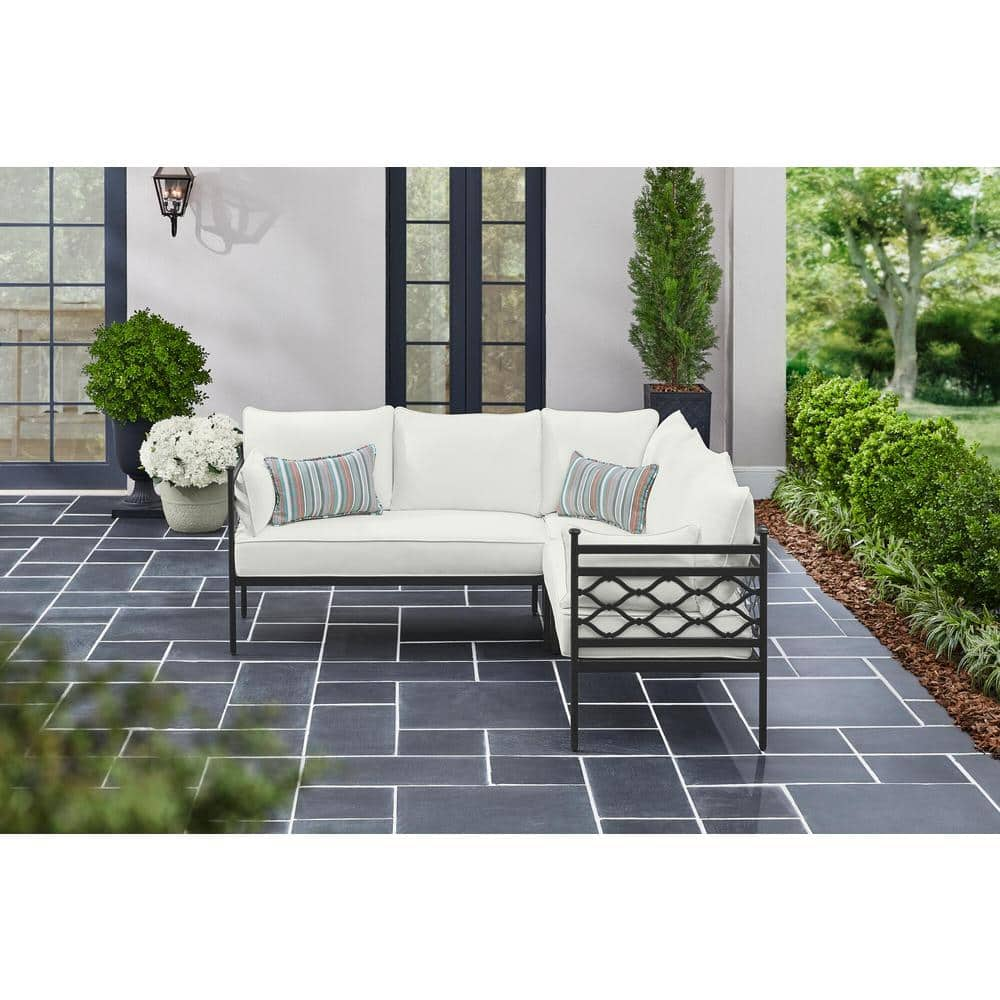 Home Decorators Collection Wakefield 3-Piece Aluminum Outdoor Sectional Set with Natural White Cushions FZA71024C-STA3