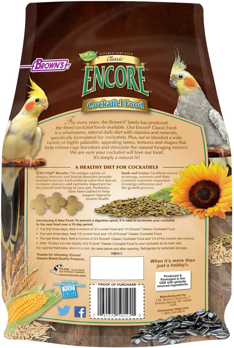 Brown's Encore Classic Natural Cockatiel Food