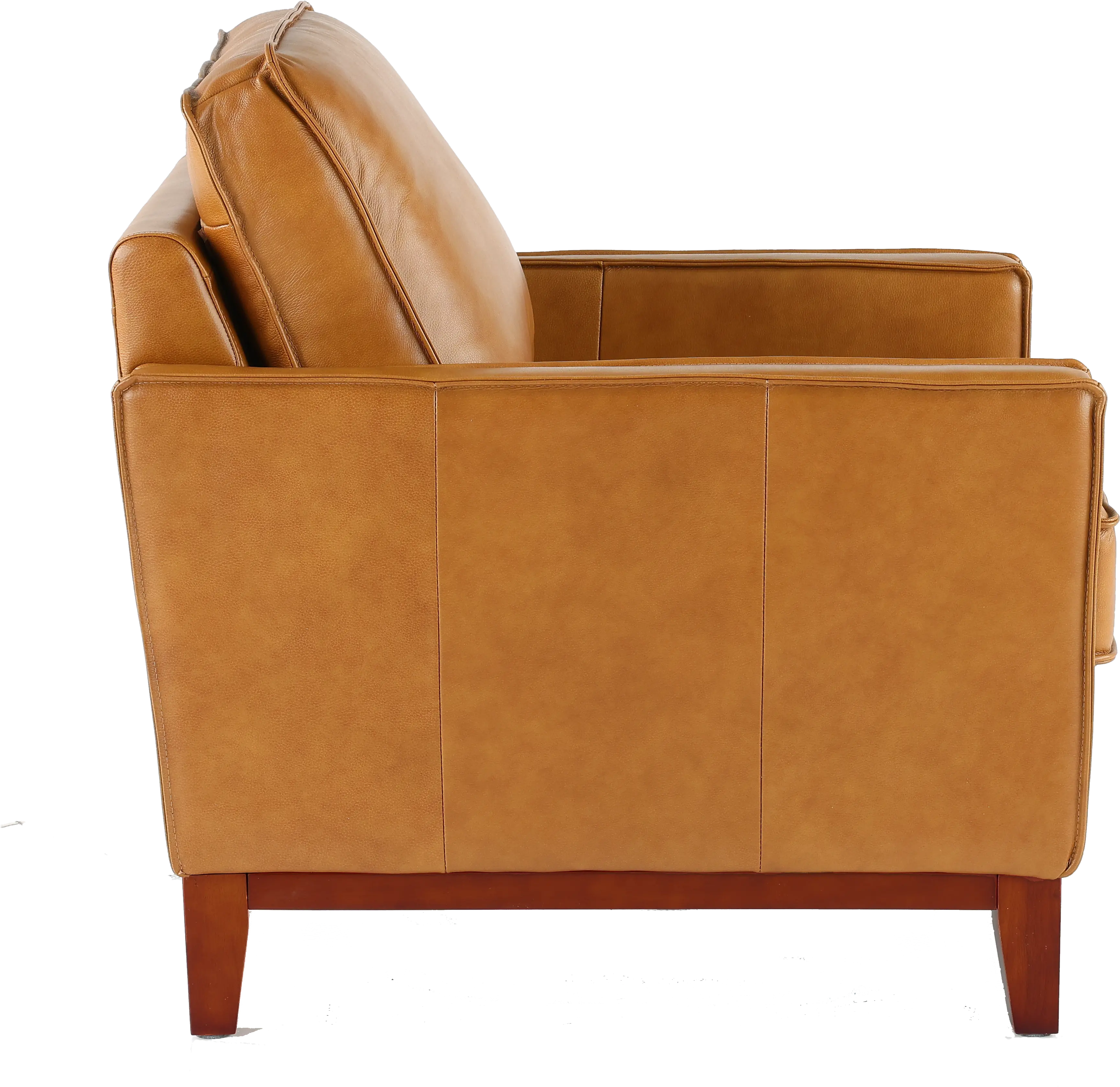 Newport Mid Century Modern Camel Brown Leather Chair