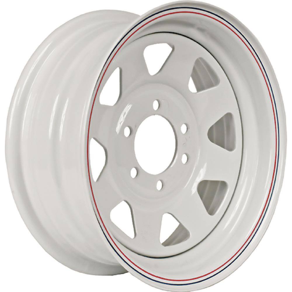 LOADSTAR 2860 lb. Load Capacity White with Stripe 6 Spoke Steel Wheel Rim 20532