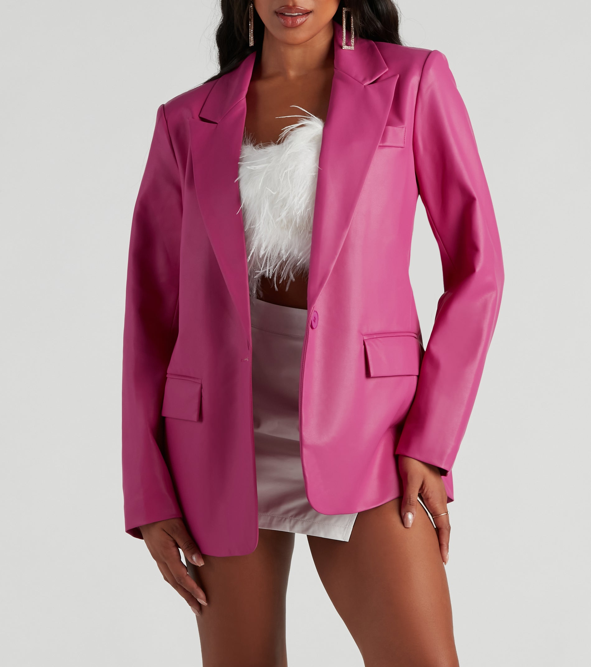 Keep It Trendy Oversized Faux Leather Blazer