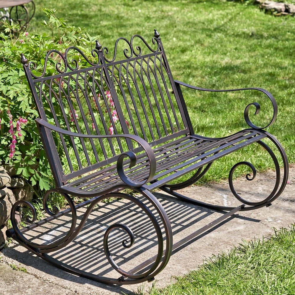 Iron Rocking Garden Bench \