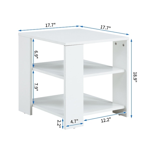 Square Side Table， 3-tier End Table